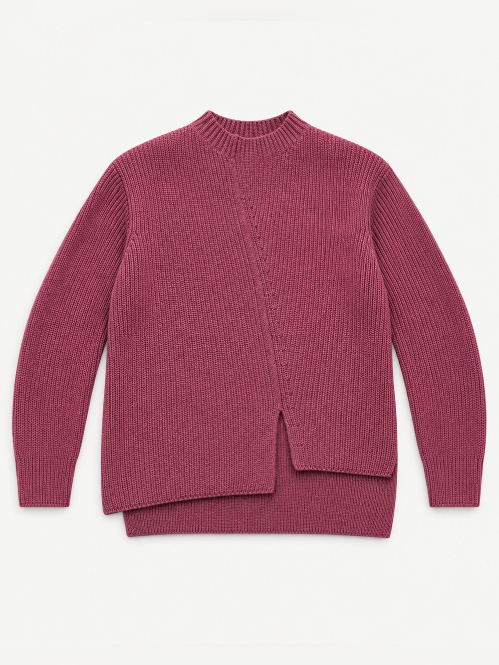 Robert Rodriguez Wool Cashmere Asymmetric Knit Sweater Berry Pink Size S